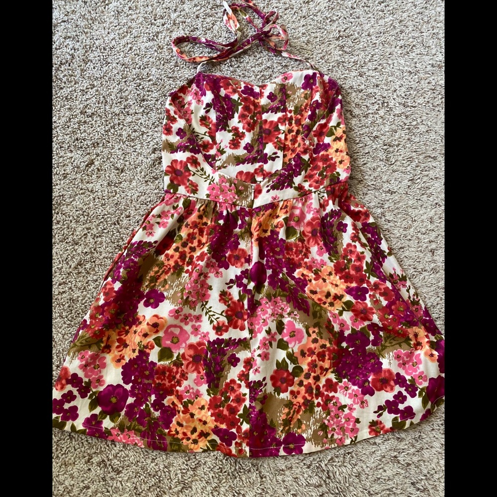 Floral print halter top dress